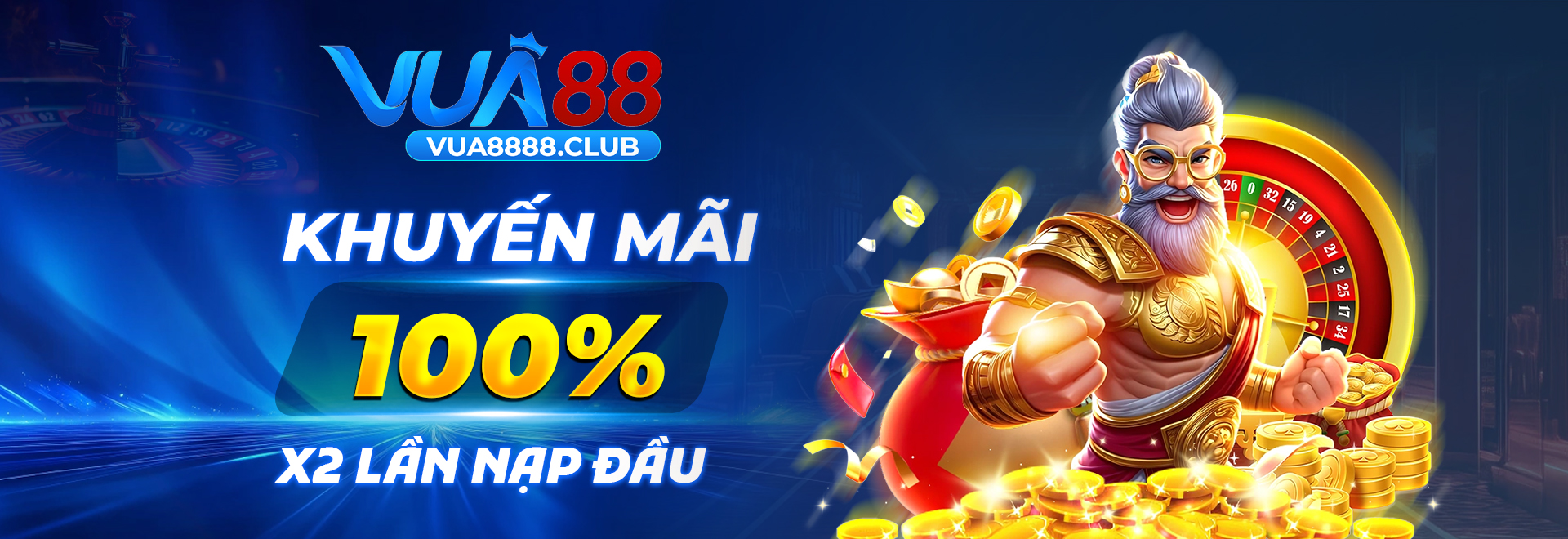 Banner Khuyến mãi 100% nạp đầu Vua88